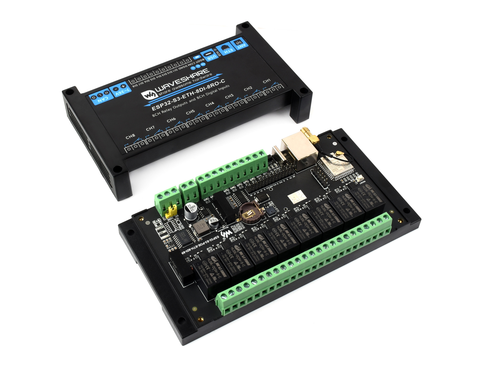 Waveshare Esp32 - Industrial 8-Channel ESP32-S3 WiFi Relay Module,