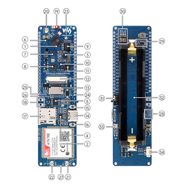 Waveshare ESP32-S3 A7670E 4G d - Lolin S3 recension och pris
