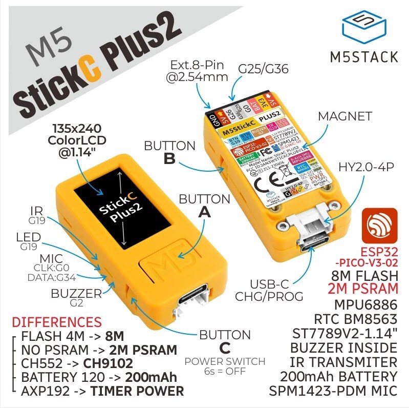 M5Stack Portable M5StickC PLUS - M5Stickc recension och pris