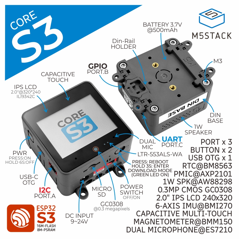 M5Stack Official ESP32-S3 2.0- - M5Stack Core2 recension och pris
